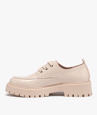 Derbies femme unis dessus vernis à semelle épaisse et crantée vue3 - GEMO (CASUAL) - GEMO