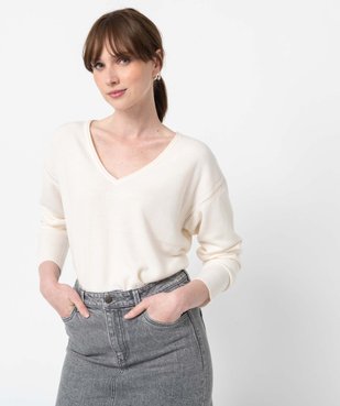 Pull femme en maille fine avec large col V vue1 - GEMO(FEMME PAP) - GEMO