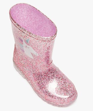 Bottes de pluie fille pailletées à semelle lumineuse motif licorne vue5 - GEMO (ENFANT) - GEMO