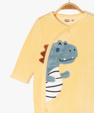 Pyjama en velours ouverture devant à motif dinosaure bébé garçon vue2 - GEMO 4G BEBE - GEMO