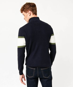 Pull tricolore à col montant zippé homme vue3 - GEMO 4G HOMME - GEMO