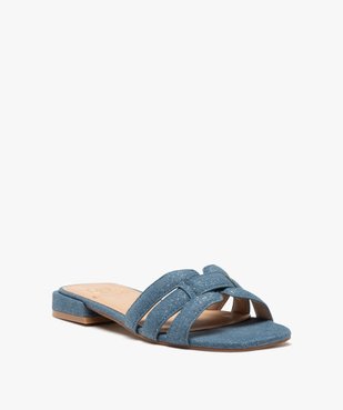 Mules femme à talon plat unies et à paillettes style denim vue2 - GEMO (CASUAL) - GEMO