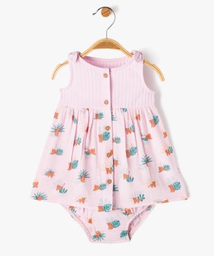 Ensemble 2 pièces bébé fille robe et culotte en coton vue1 - GEMO(BB COUCHE) - GEMO