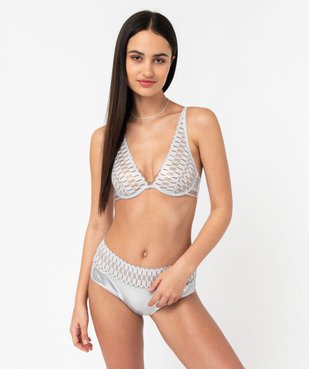 Culotte taille haute en matière scintillante et dentelle femme vue3 - GEMO(HOMWR FEM) - GEMO