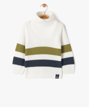 Pull rayé avec col camionneur bébé garçon - LuluCastagnette vue1 - LULUCASTAGNETTE - GEMO