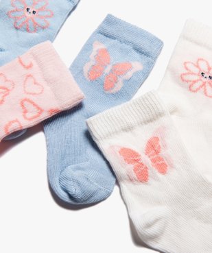 Chaussettes à motifs papillons et fleurs bébé fille (lot de 5) vue2 - GEMO 4G BEBE - GEMO