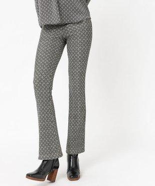 Pantalon patte d'éléphant en maille imprimée femme vue2 - GEMO(FEMME PAP) - GEMO