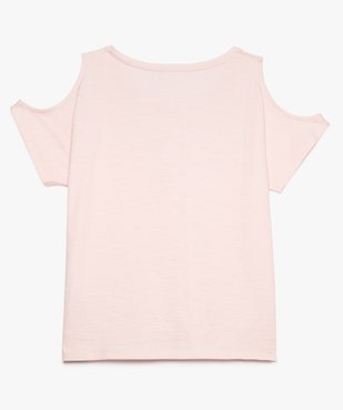 Tee-shirt fille en coton bio avec épaules dénudées vue2 - GEMO 4G FILLE - GEMO