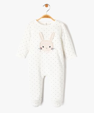 Pyjama en velours à motif lapin bébé fille vue1 - GEMO 4G BEBE - GEMO