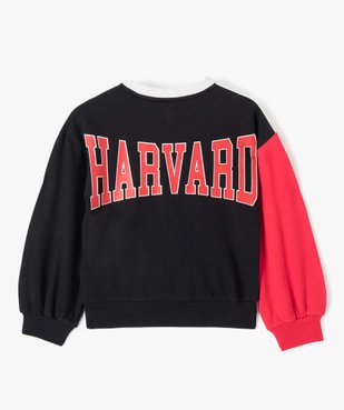 Sweat fille avec manches contrastantes - Harvard vue4 - HARVARD - GEMO