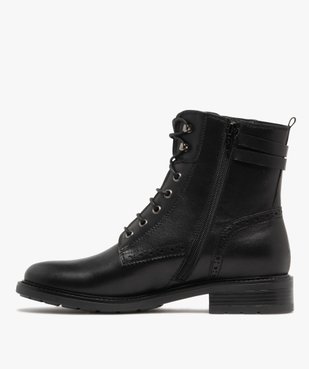 Bottines femme vintage dessus en cuir à lacets et à zip intérieur vue4 - GEMO (CASUAL) - GEMO