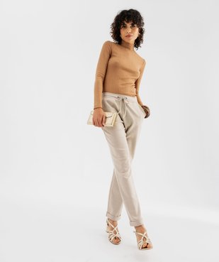 Pantalon en maille extensible à micro motifs femme vue9 - GEMO(FEMME PAP) - GEMO