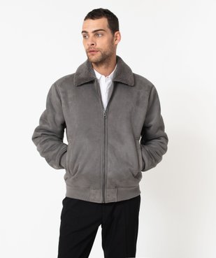 Blouson homme en suédine avec doublure chaude vue2 - GEMO (HOMME) - GEMO