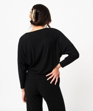 Haut de pyjama femme en maille côtelée vue3 - GEMO 4G FEMME - GEMO