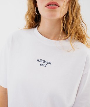 Tee-shirt à manches courtes oversize avec message brodé femme vue2 - GEMO(FEMME PAP) - GEMO