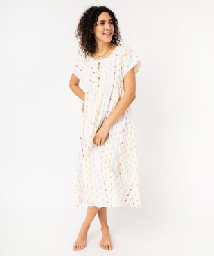 Robe longue et ample à manches courtes et motifs brodés femme vue2 - GEMO(FEMME PAP) - GEMO