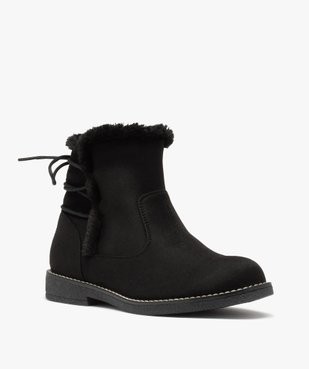 Boots fourrées femme à talon plat et suédine unie vue2 - GEMO (CASUAL) - GEMO