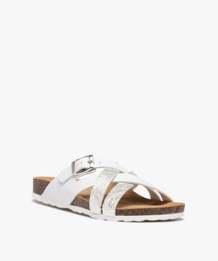 Mules femme à semelle liège et brides croisées  vue2 - GEMO (CASUAL) - GEMO