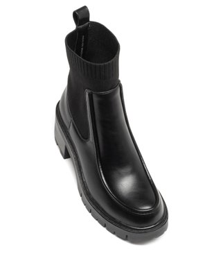 Boots femme unies à talon carré cranté et col chaussette vue6 - GEMO(URBAIN) - GEMO