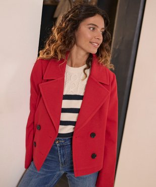 Manteau court à grand col femme vue1 - LULUCASTAGNETTE - GEMO