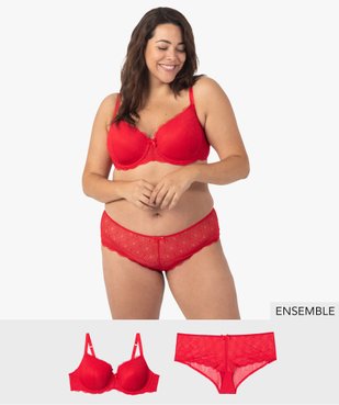 Ensemble lingerie 2 pièces soutien-gorge et shorty femme grande taille  - GEMO