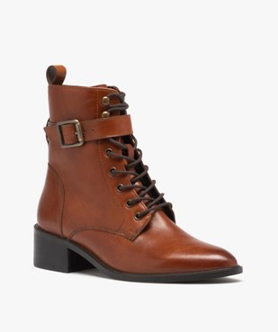 Bottines en cuir à talon large et bout amande femme - Taneo vue2 - TANEO - GEMO