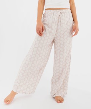 Bas de pyjama large en viscose imprimée femme vue1 - GEMO 4G FEMME - GEMO