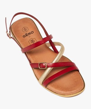 Sandales femme dessus en cuir à bride tubulaire dorée vue6 - GEMO (CASUAL) - GEMO