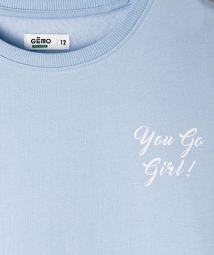 Sweat molletonné avec large motif dos fille vue2 - GEMO 4G FILLE - GEMO