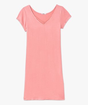 Chemise de nuit en maille extensible avec col V en dentelle femme vue4 - GEMO 4G FEMME - GEMO