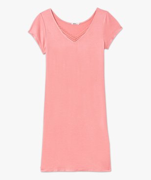 Chemise de nuit en maille extensible avec col V en dentelle femme vue4 - GEMO 4G FEMME - GEMO