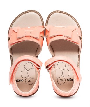 Sandales filles unies avec brides vernies scratch et noeud fantaisie vue2 - GEMO (ENFANT) - GEMO