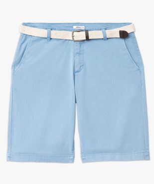 Bermuda chino en coton stretch coloris unique avec ceinture homme vue4 - GEMO (HOMME) - GEMO