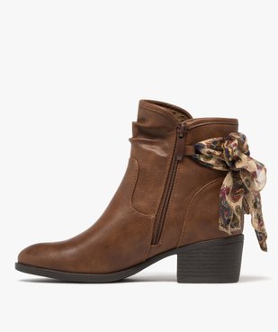 Boots femme fourrées à talon carré avec foulard noué style vintage vue4 - GEMO(URBAIN) - GEMO