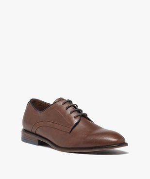 Derbies unis en cuir imitation homme vue2 - GEMO(URBAIN) - GEMO