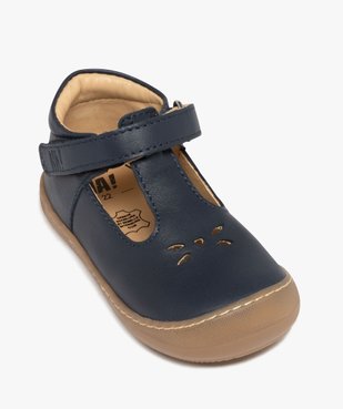 Chaussures premiers pas bébé garçon Salomé en cuir uni et à scratch - NA! vue5 - NA! - GEMO