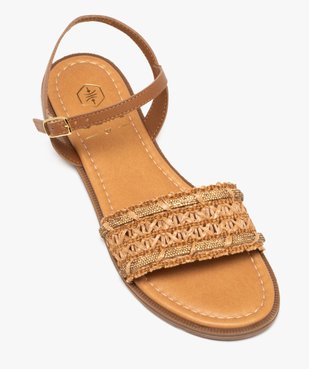 Sandales femme à talon plat avec bride tissée à liseré strass vue6 - GEMO (CASUAL) - GEMO