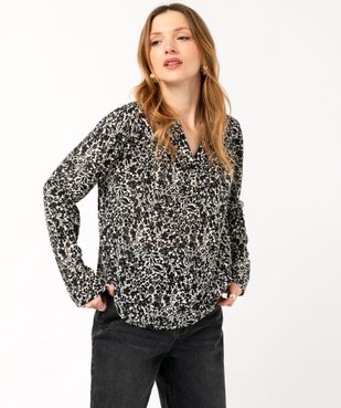 Tee-shirt à manches longues imprimé avec col boutonné femme vue2 - GEMO 4G FEMME - GEMO