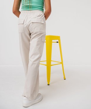 Pantalon cargo à coupe straight en toile de coton fille vue2 - GEMO (JUNIOR) - GEMO