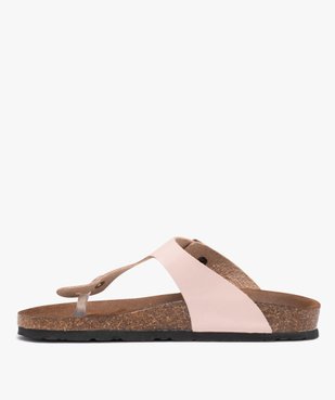 Mules femme à talon plat et bride entre-doigts en cuir vue3 - GEMO (CASUAL) - GEMO