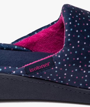 Chaussons femme mules à talon compensé en velours - Isotoner vue6 - ISOTONER - GEMO