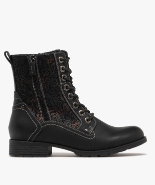 Bottines femme fourrées avec détails brodés à zip et à lacets vue2 - GEMO (CASUAL) - GEMO