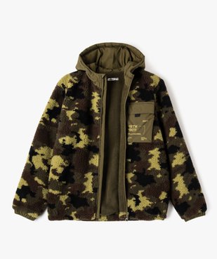 Sweat en sherpa doublé polaire à motif camouflage garçon vue3 - GEMO (JUNIOR) - GEMO