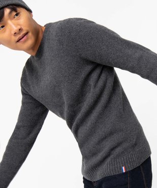 Pull homme contenant de la laine en maille 3D innovante vue5 - GEMO (HOMME) - GEMO