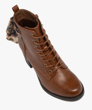 Bottines femme à talon avec lacets et zip foulard fantaisie noué vue6 - GEMO(URBAIN) - GEMO