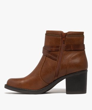 Boots femme à talon carré avec zip intérieur et col fantaisie vue4 - GEMO(URBAIN) - GEMO