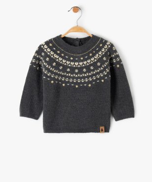 Pull de Noël bébé fille à motifs pailletés - LuluCastagnette vue1 - LULUCASTAGNETTE - GEMO