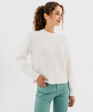 Pull en maille côtelée avec emmanchures fantaisie femme vue2 - GEMO 4G FEMME - GEMO