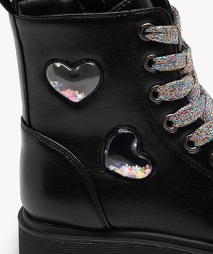 Boots fille unies à lacets multicolores avec coeurs en relief  vue6 - GEMO (ENFANT) - GEMO