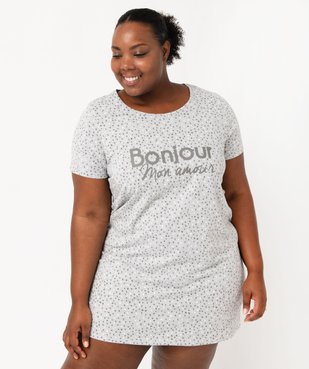 Chemise de nuit à manches courtes avec motifs femme grande taille vue2 - GEMO 4G FEMME - GEMO